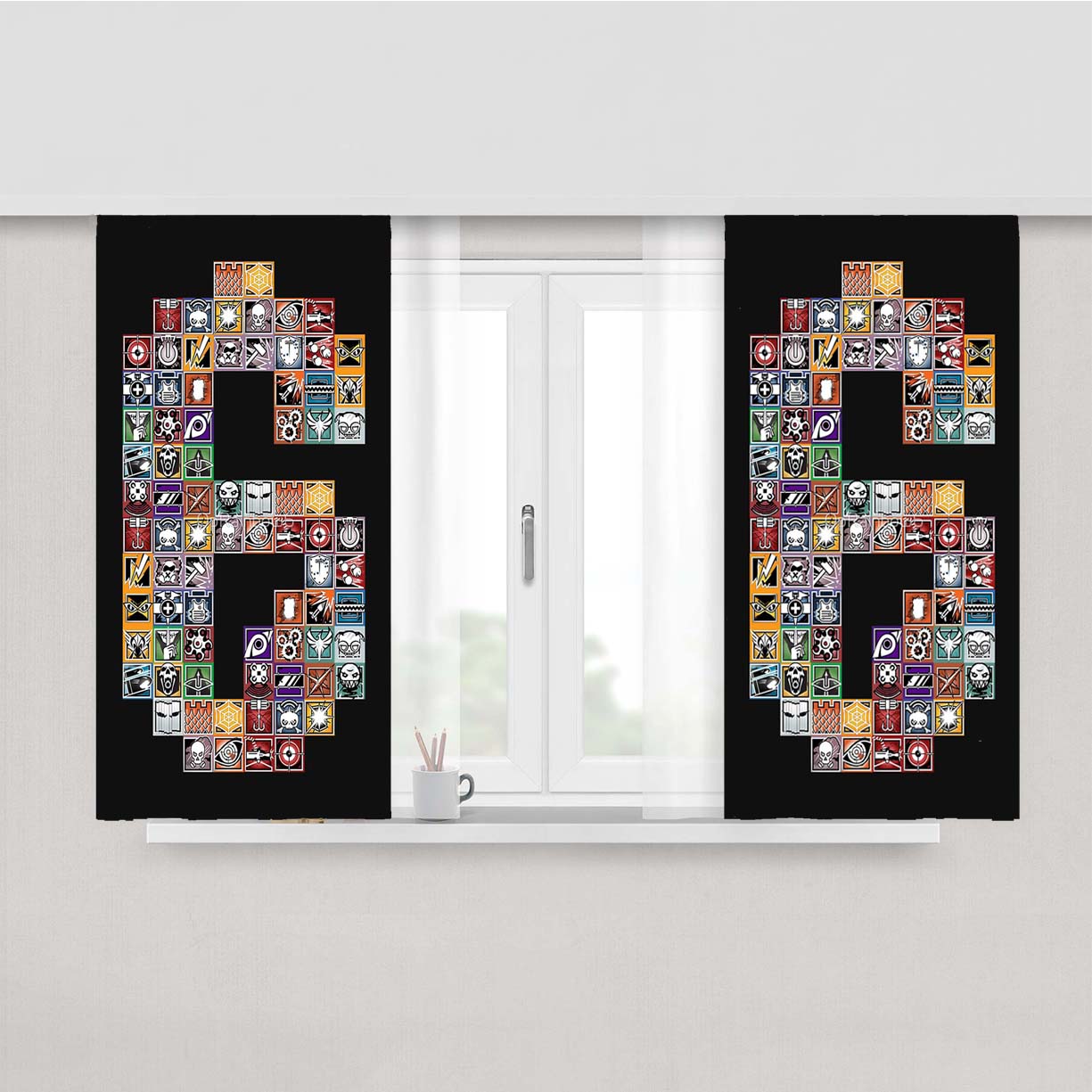 Rainbow Six Siege Operation Logo Peach Skin Window Curtains