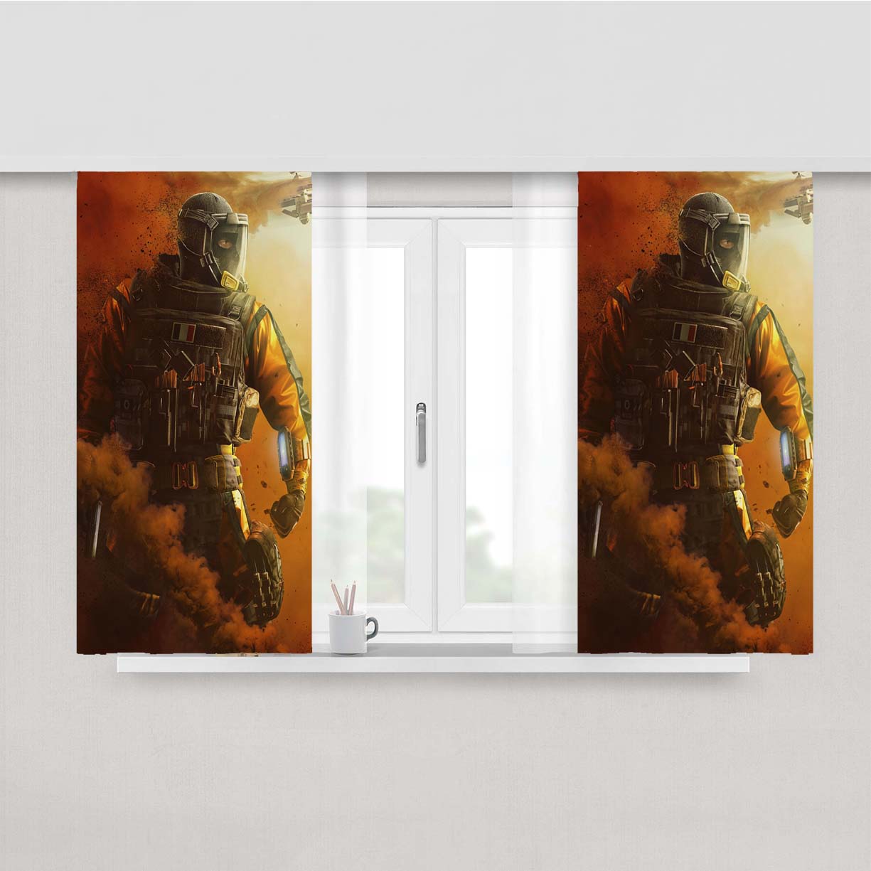 Rainbow Six Siege Smoke Wallpaper Peach Skin Window Curtains