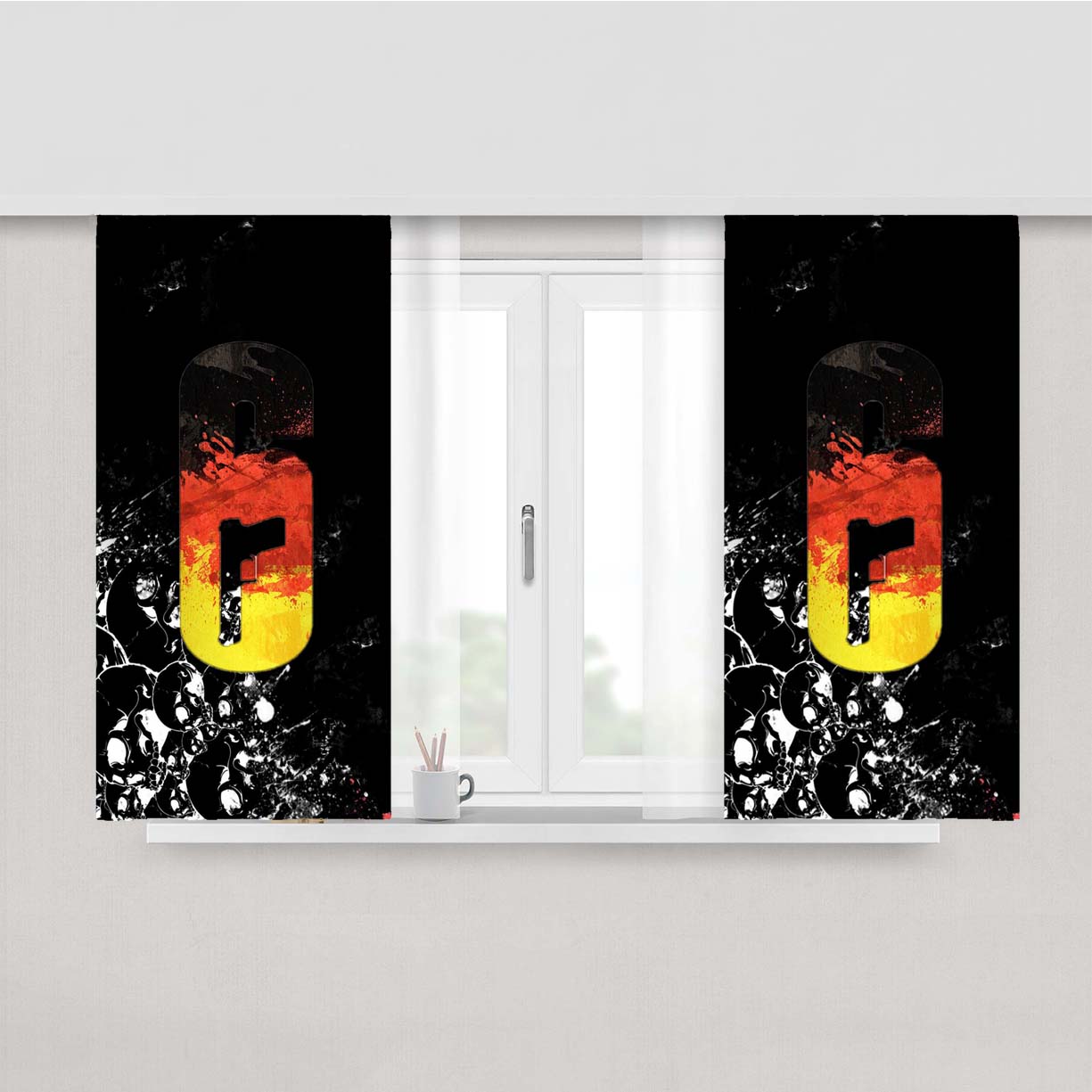 Rainbow Six Siege Splash Logo Peach Skin Window Curtains