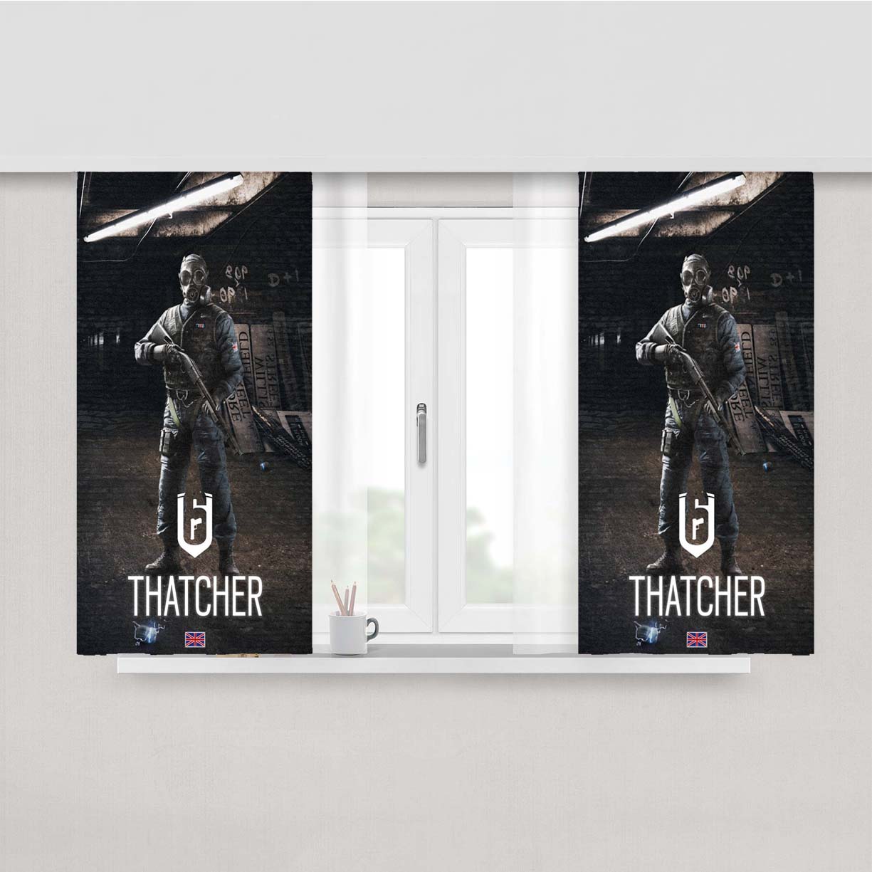 Rainbow Six Siege Thatcher Tom Clancy Peach Skin Window Curtains