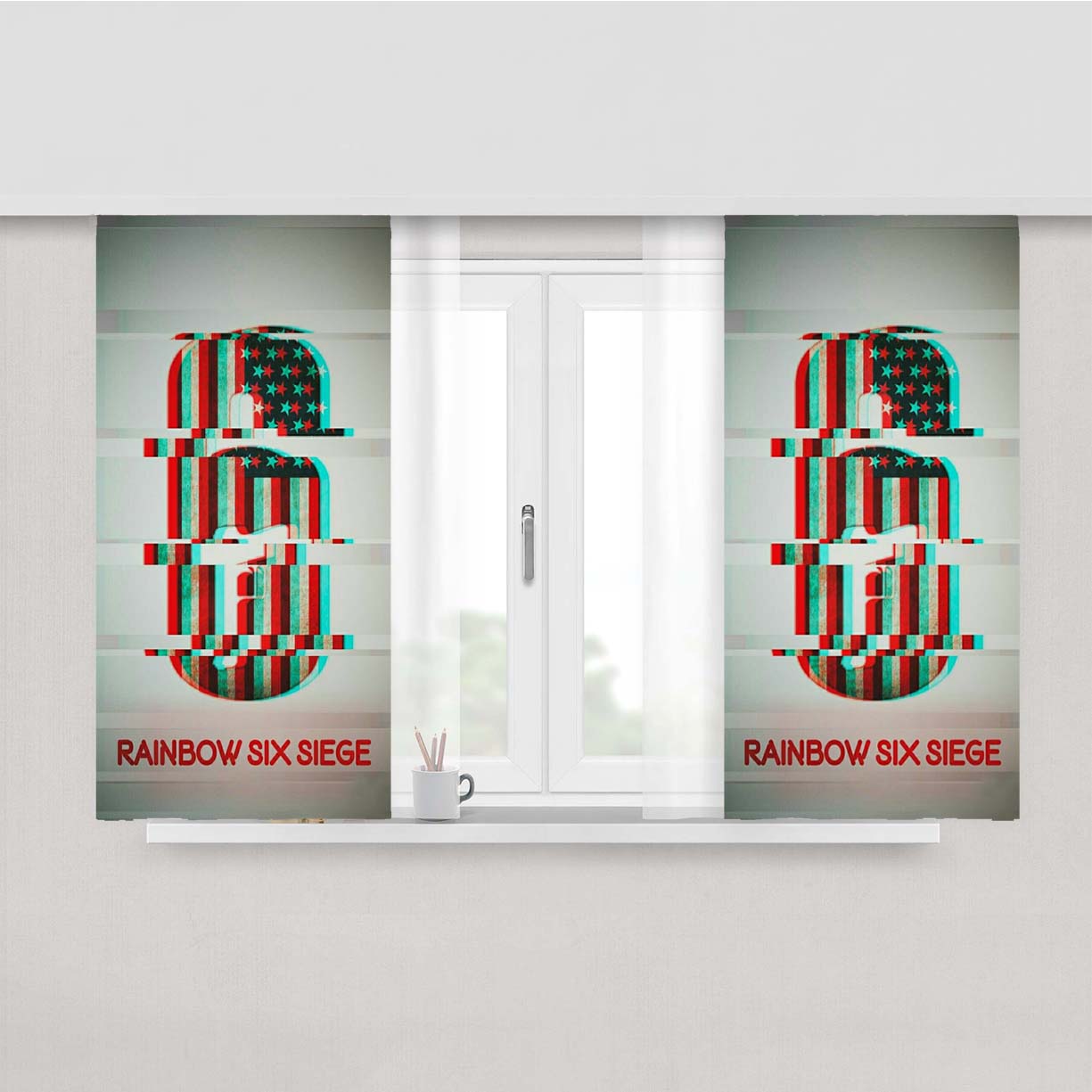 Rainbow Six Siege Usa Flag Glitch Peach Skin Window Curtains