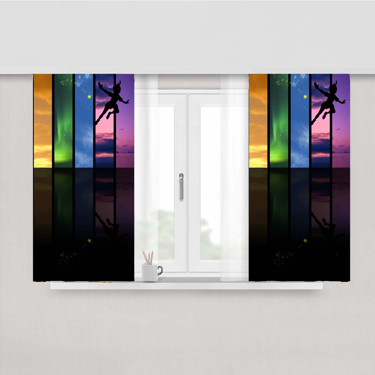 Rainbow Skies And Peter Pan Peach Skin Window Curtains