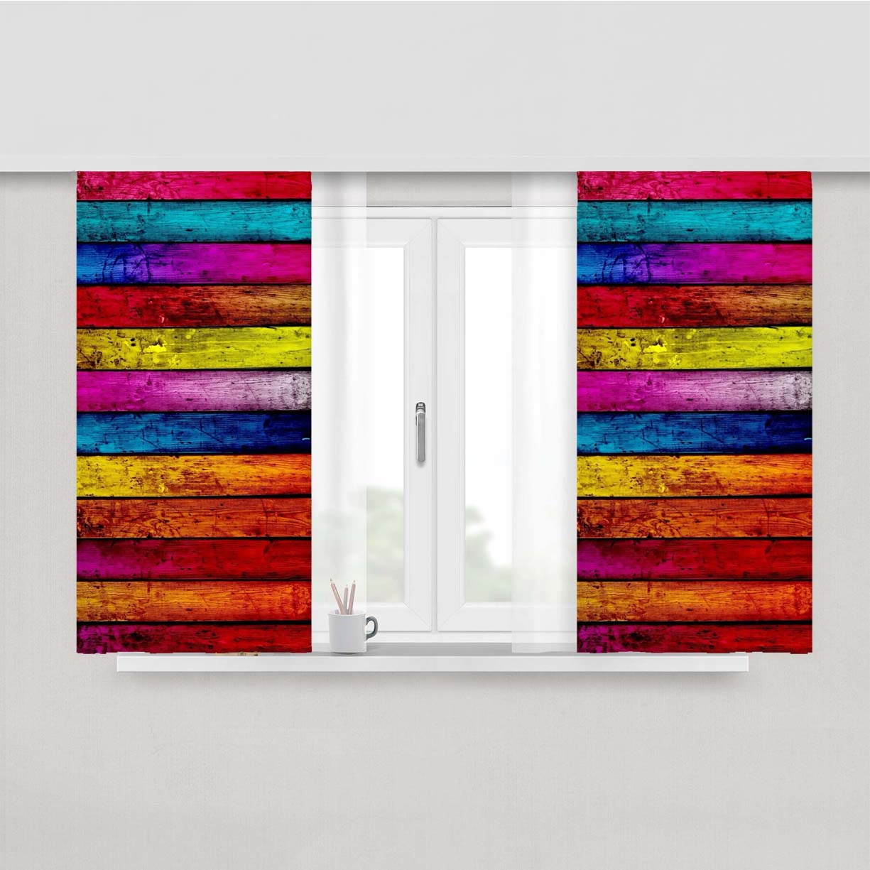 Rainbow Streach Colorfull Peach Skin Window Curtains
