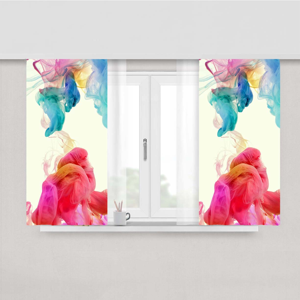 Rainbow Watermark Peach Skin Window Curtains