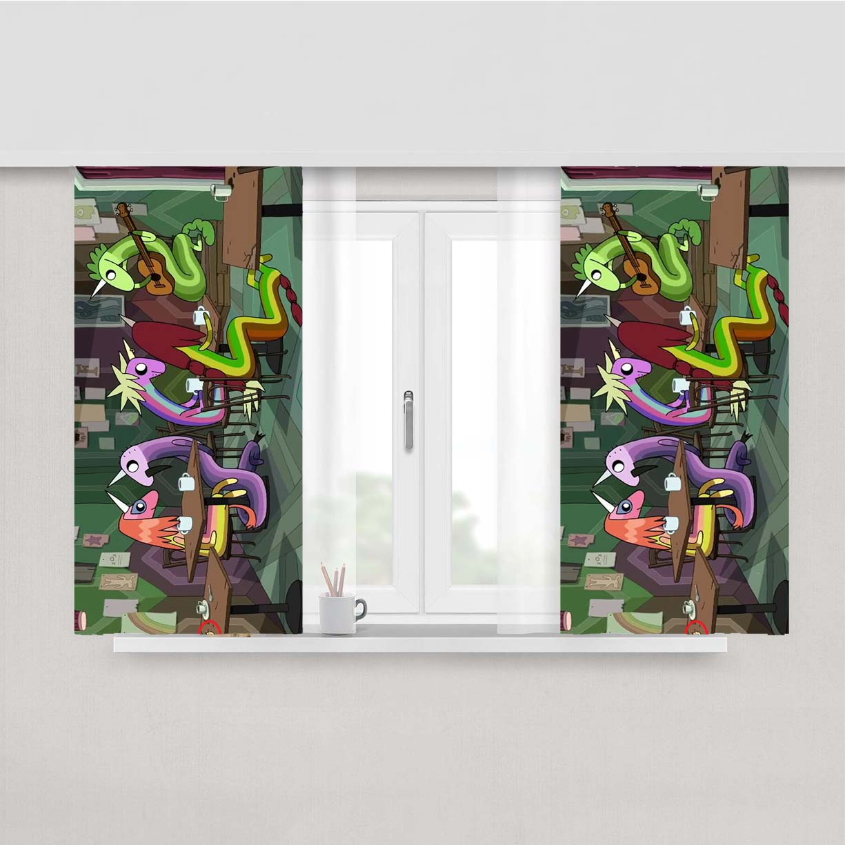 Rainicorn Art Peach Skin Window Curtains