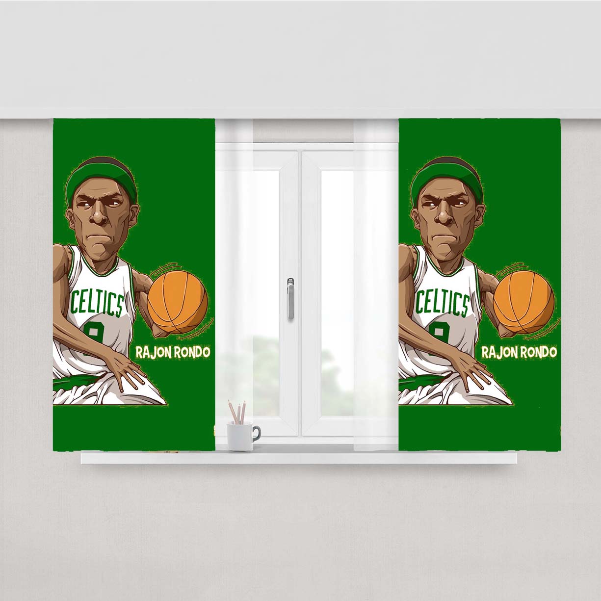 Rajon Rondo Green Peach Skin Window Curtains