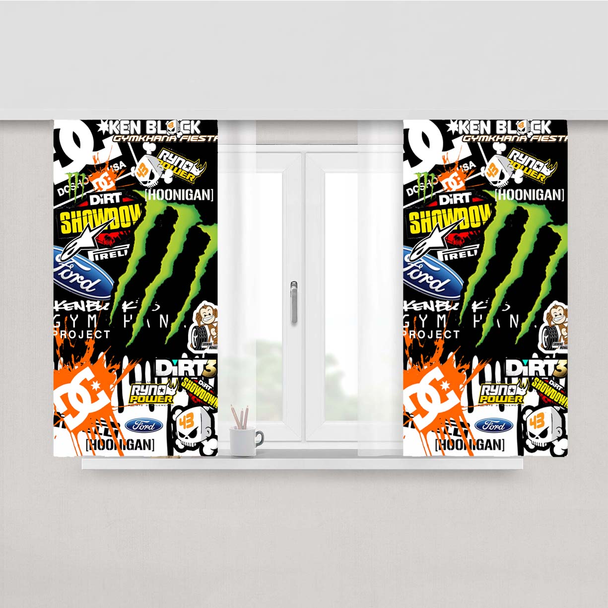Rally Team Gymkhana Racing Peach Skin Window Curtains
