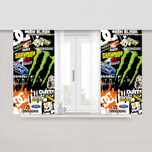 Rally Team Gymkhana Racing Peach Skin Window Curtains