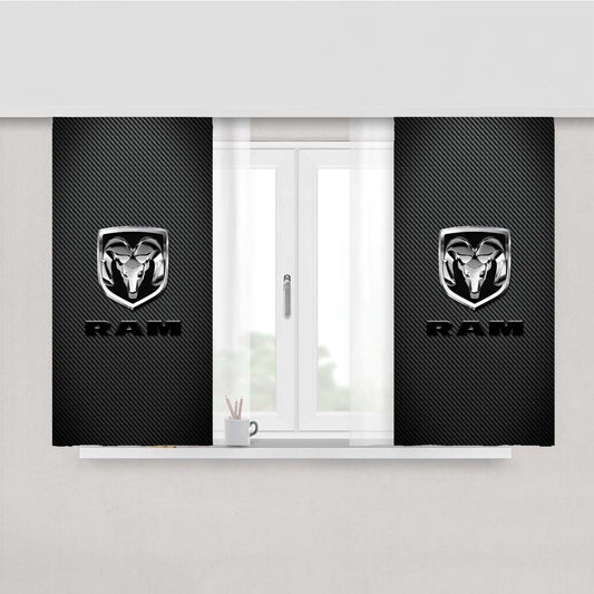 Ram Truck Division Carbon Fiber Logo Peach Skin Window Curtains