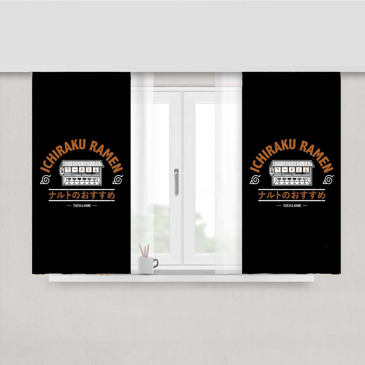 Ramen Ichikaru From Naruto Konoha Peach Skin Window Curtains