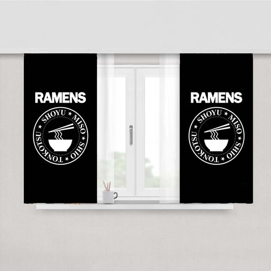 Ramen Noodles Composition Ramens Ramones Logo Parody Funny Peach Skin Window Curtains