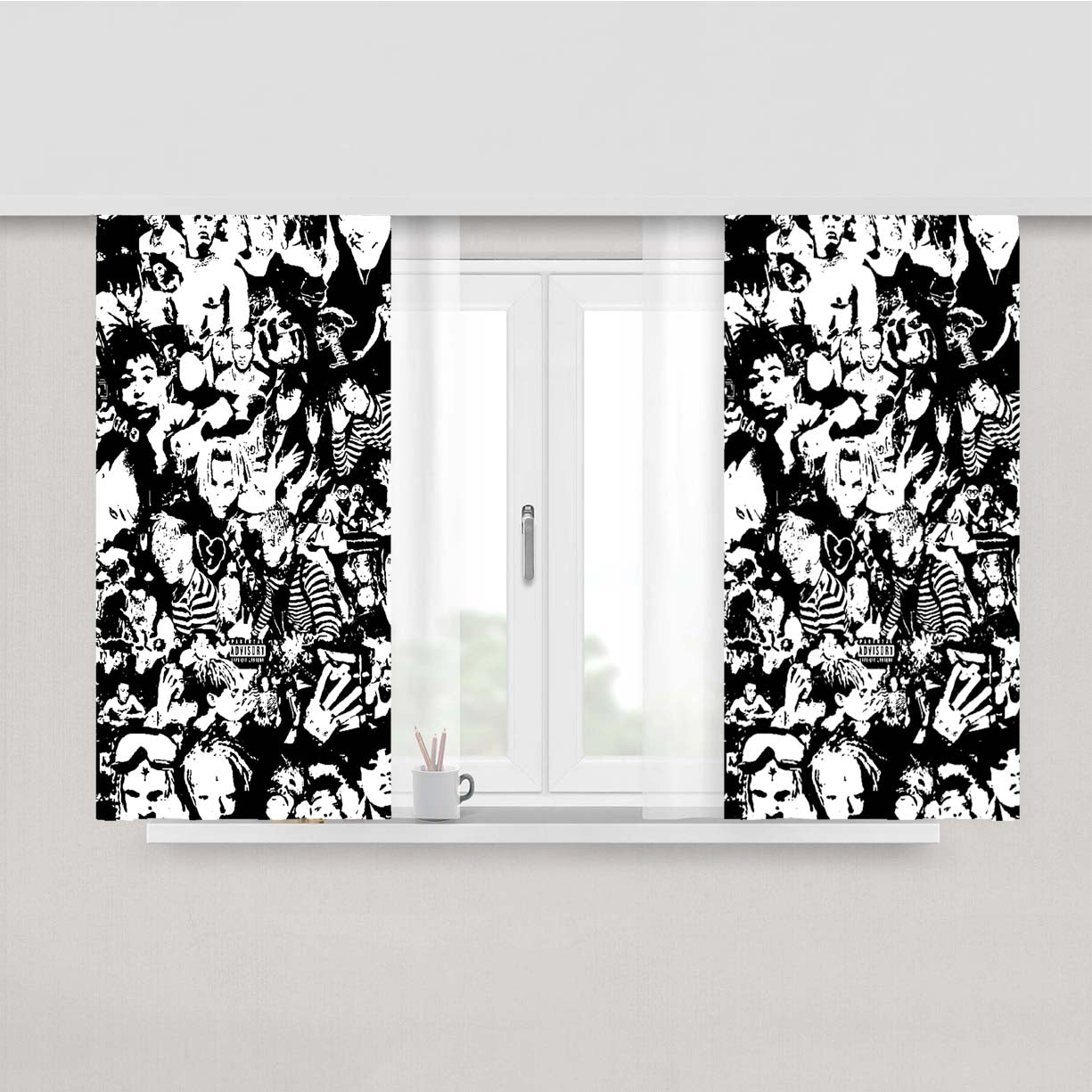 Rapper Parental Advi Peach Skin Window Curtains