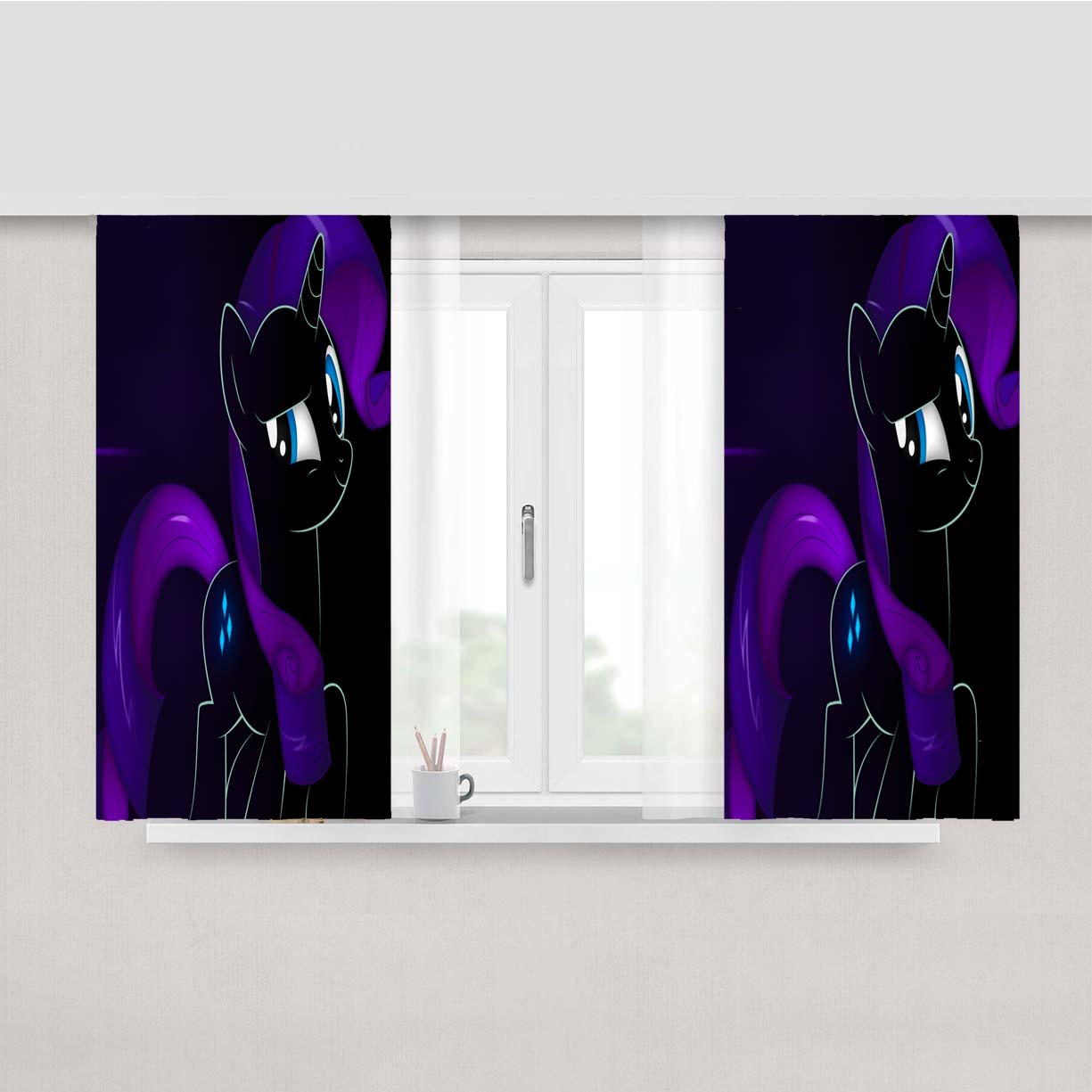 Rarity Little Pony Black Peach Skin Window Curtains