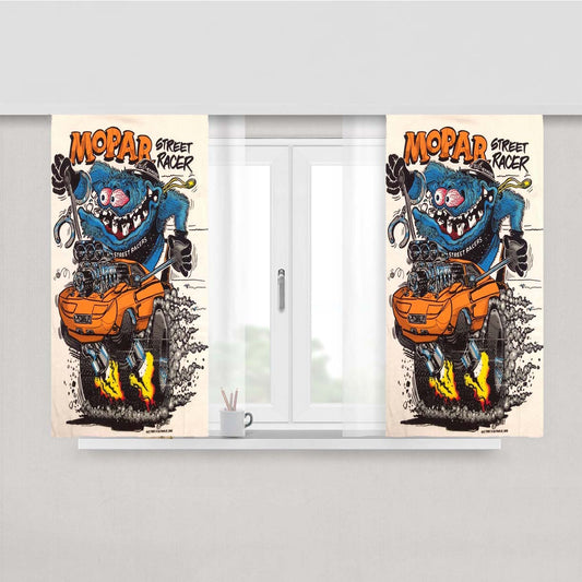 Rat Fink Mopar Street Racers Peach Skin Window Curtains