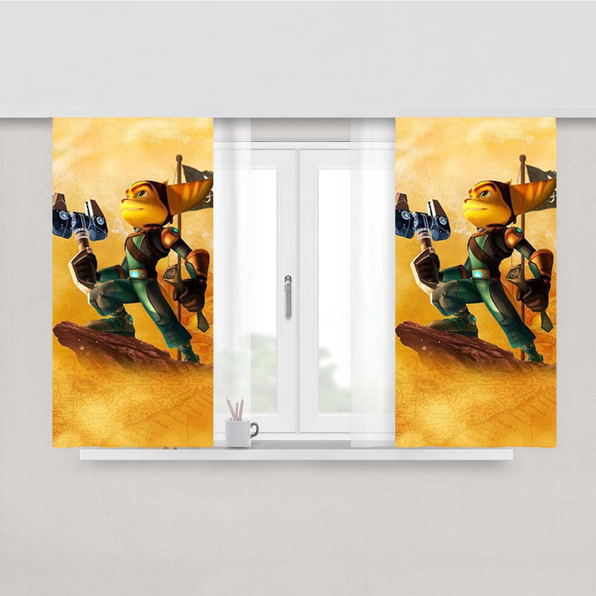 Ratchet And Clank Live Peach Skin Window Curtains