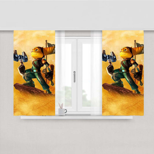 Ratchet And Clank Live Peach Skin Window Curtains
