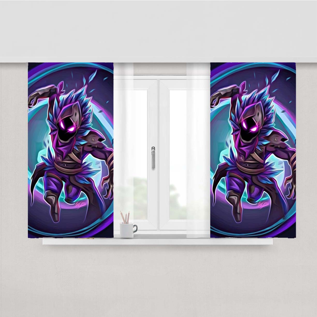 Raven Skin Fan Art Peach Skin Window Curtains