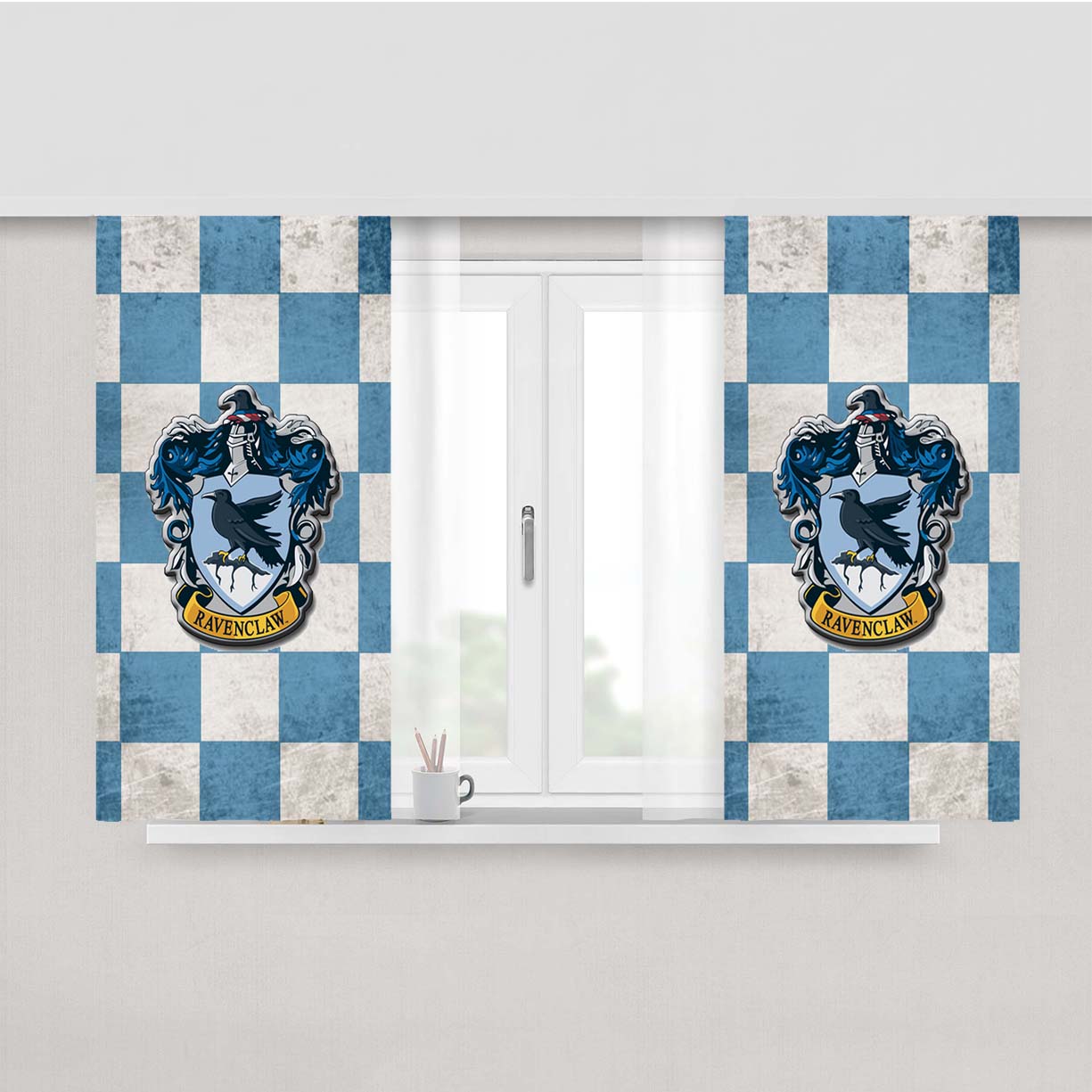Ravenclaw School Crest Peach Skin Window Curtains