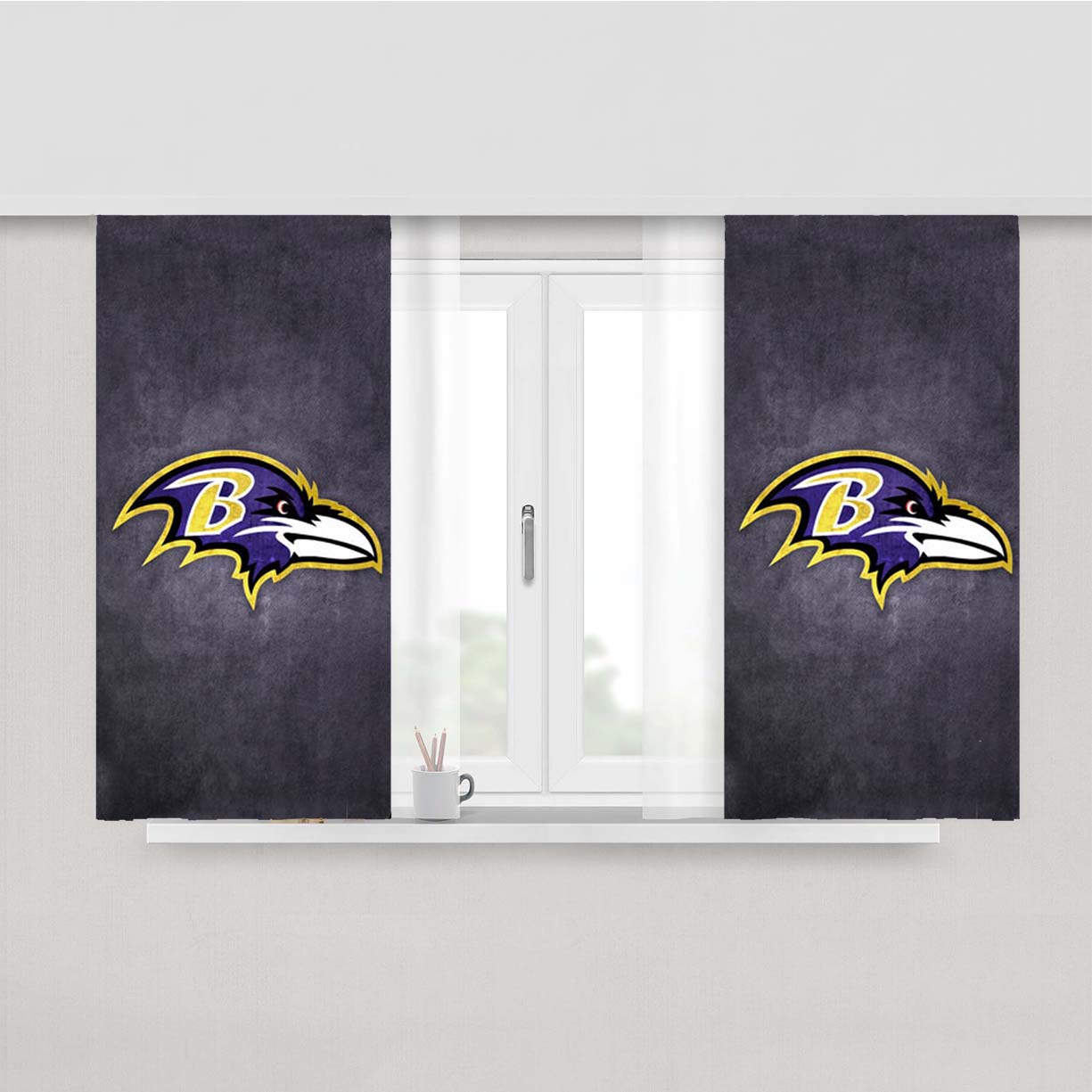 Ravens Logo Peach Skin Window Curtains