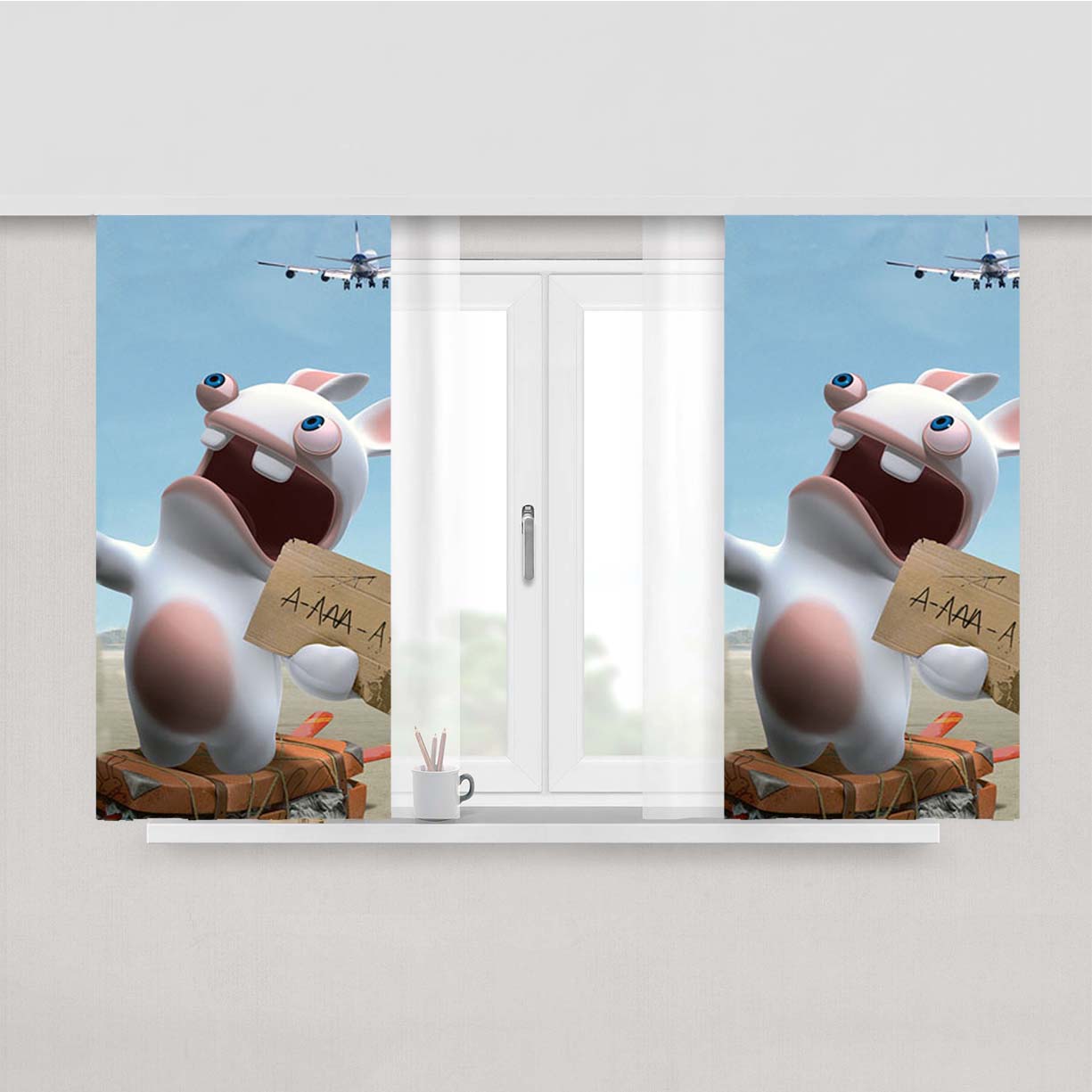 Rayman Raving Rabbids Peach Skin Window Curtains