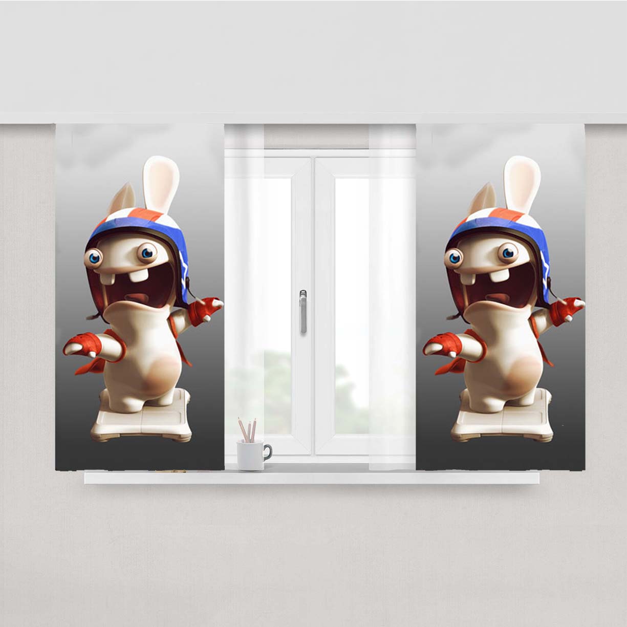 Rayman Raving Rabbids Skate Peach Skin Window Curtains