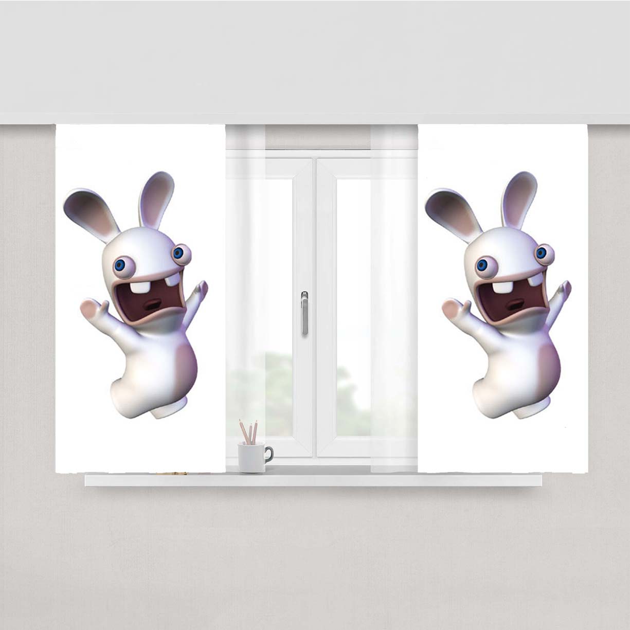 Rayman Raving Rabbids White Peach Skin Window Curtains