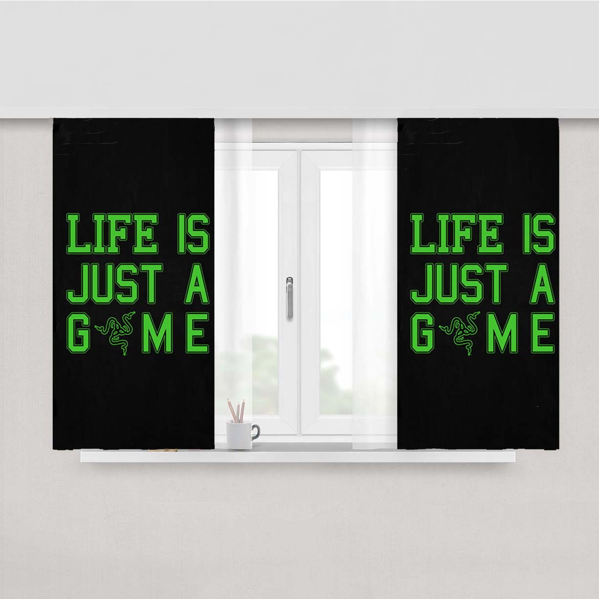 Razer Game Peach Skin Window Curtains