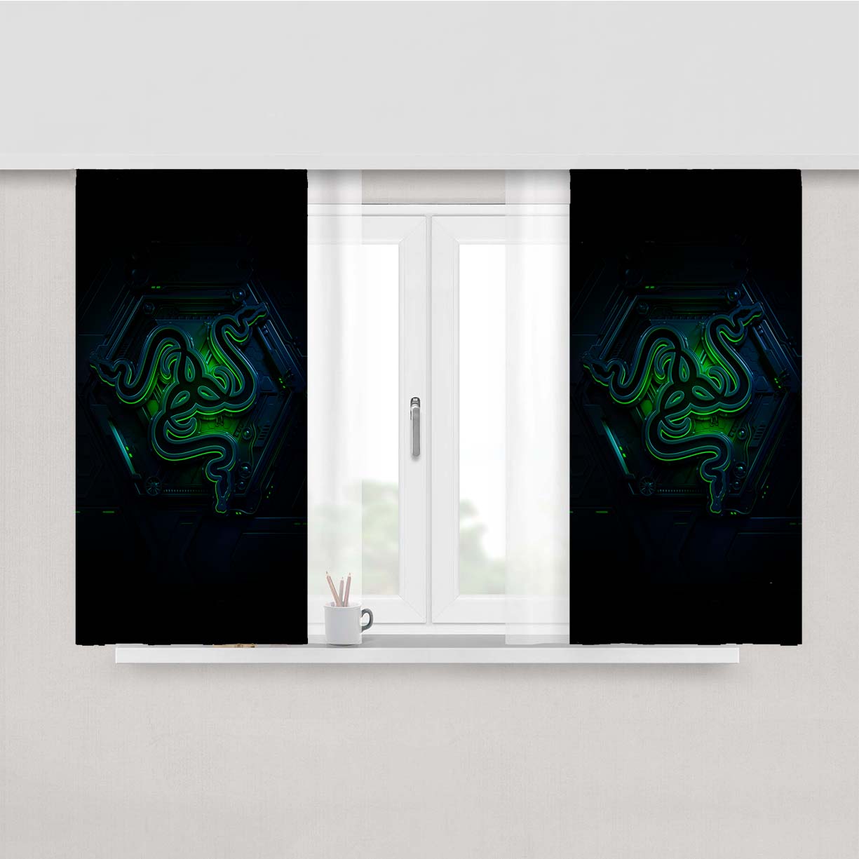 Razer Logo Peach Skin Window Curtains