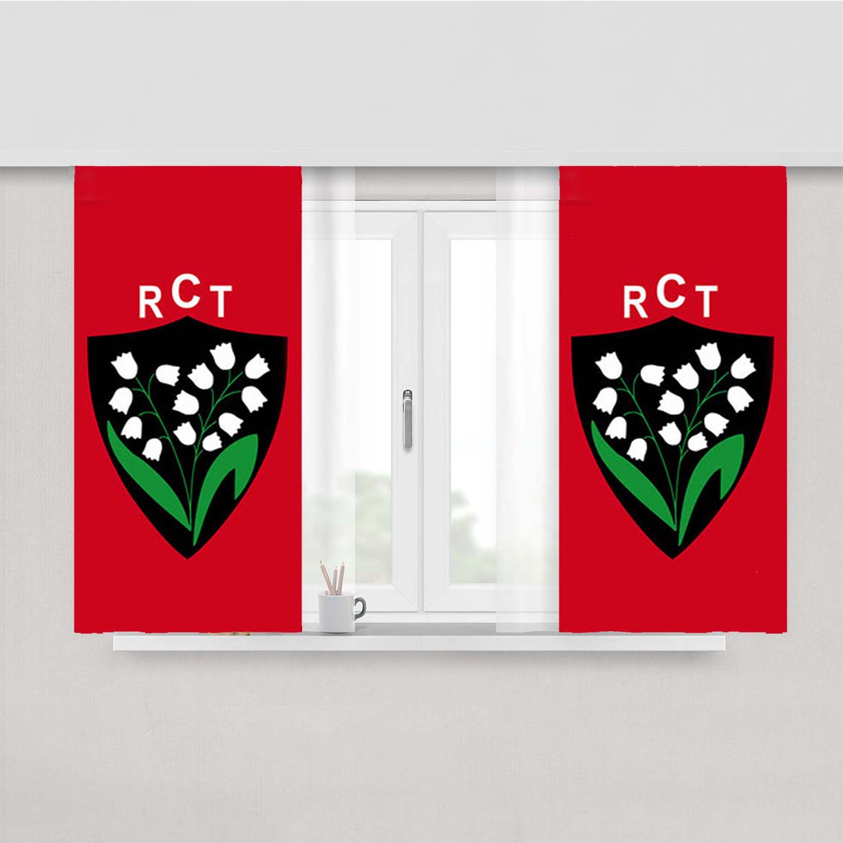 Rct Logo Red Peach Skin Window Curtains