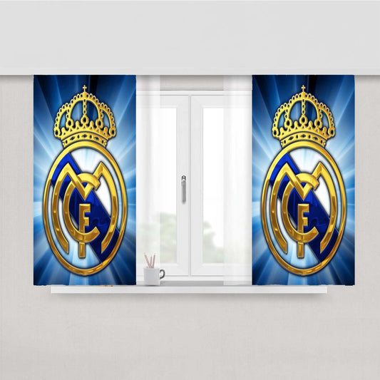 Real Madrid Blue Peach Skin Window Curtains