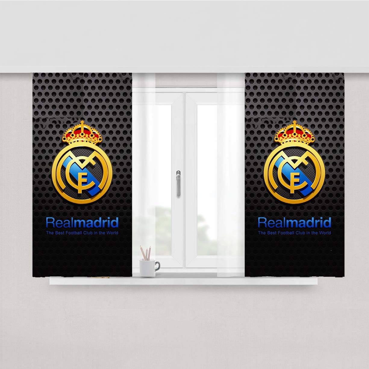 Real Madrid Fc Peach Skin Window Curtains