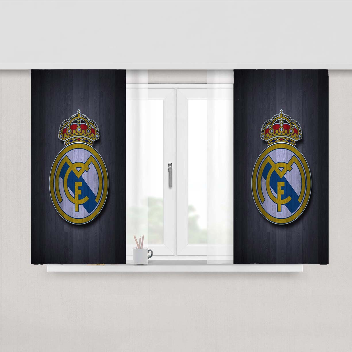 Real Madrid Fc Walpaper Peach Skin Window Curtains