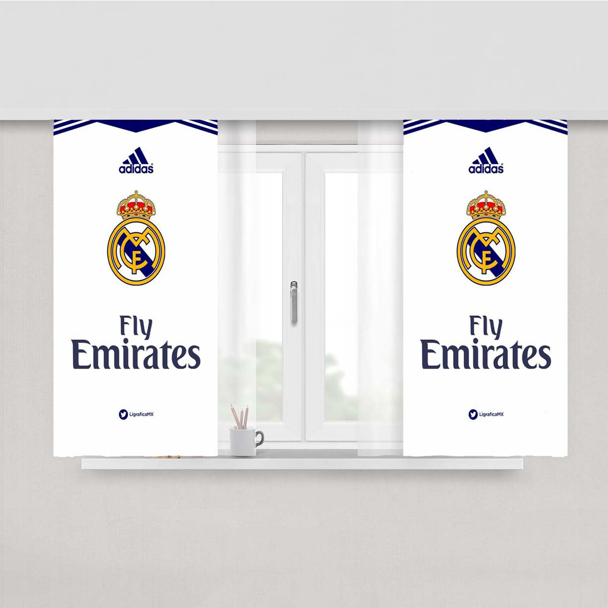 Real Madrid Fly Emirates Jersey Peach Skin Window Curtains