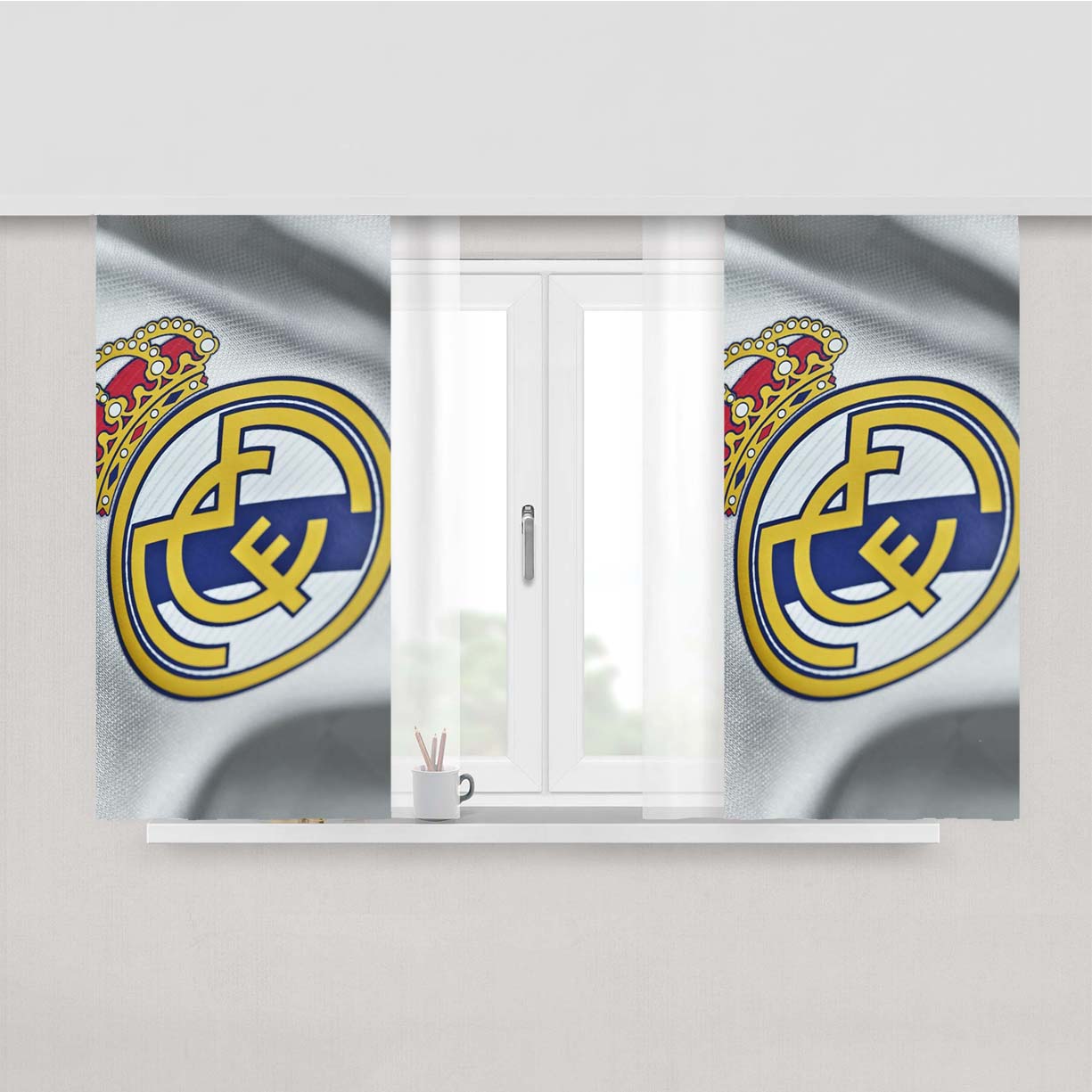 Real Madrid Jersey Peach Skin Window Curtains