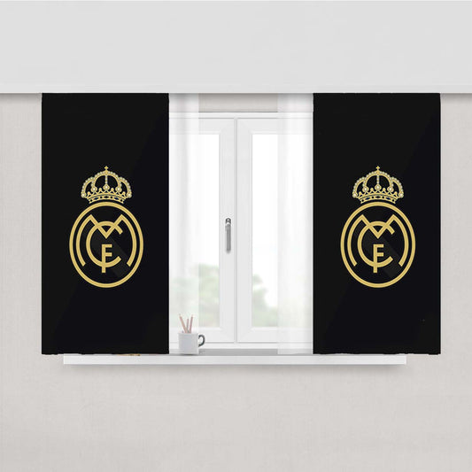 Real Madrid Logo Two Tone Color Peach Skin Window Curtains