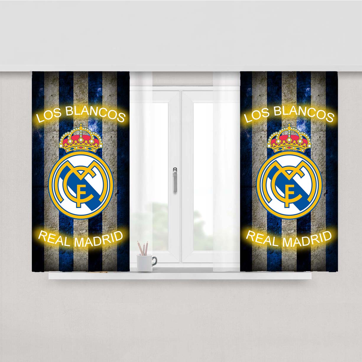 Real Madrid Los Blancos Peach Skin Window Curtains
