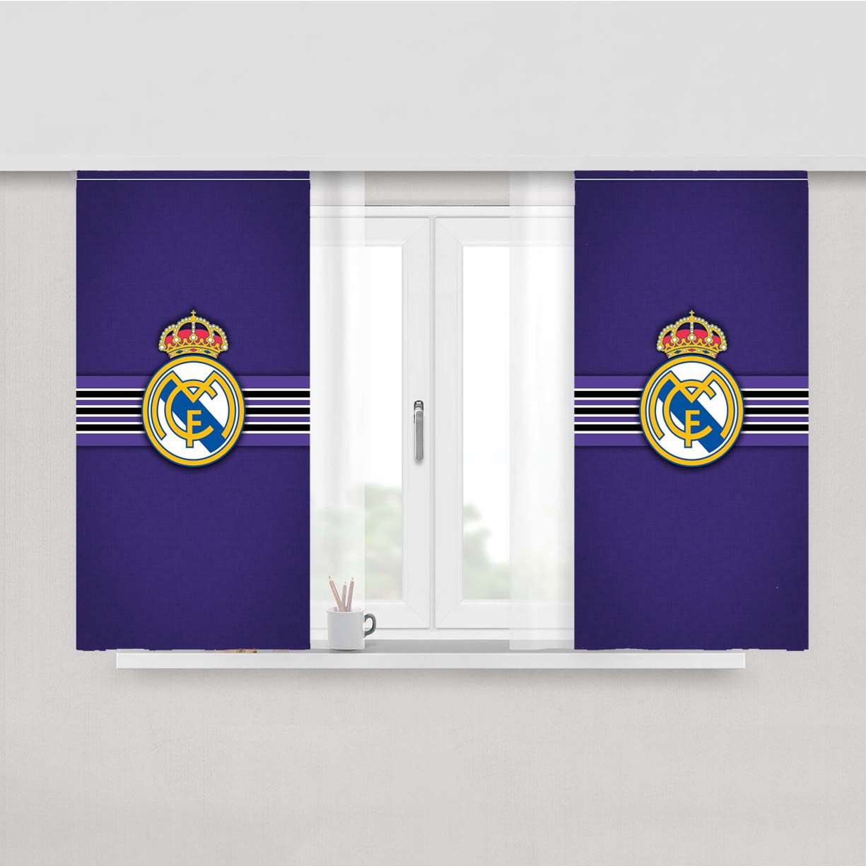Real Madrid Vintage Stripe Peach Skin Window Curtains