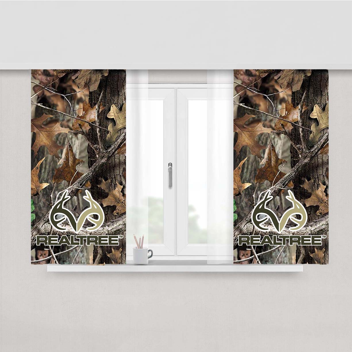 Realtree Ap Camo Hunting Outdoor Peach Skin Window Curtains