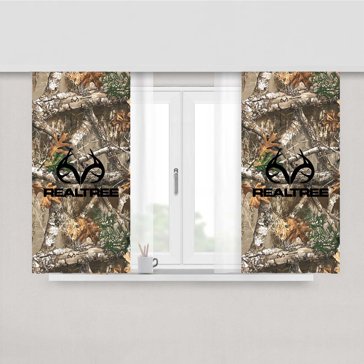 Realtree Black X Skinit Camouflage Peach Skin Window Curtains