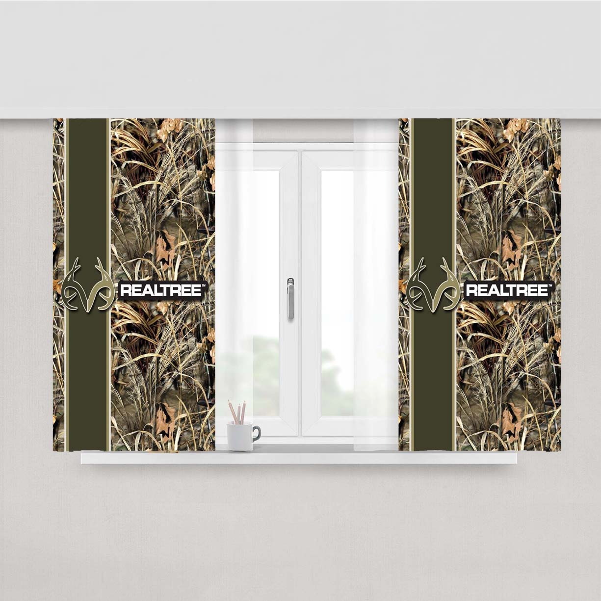 Realtree Camo Deer Peach Skin Window Curtains