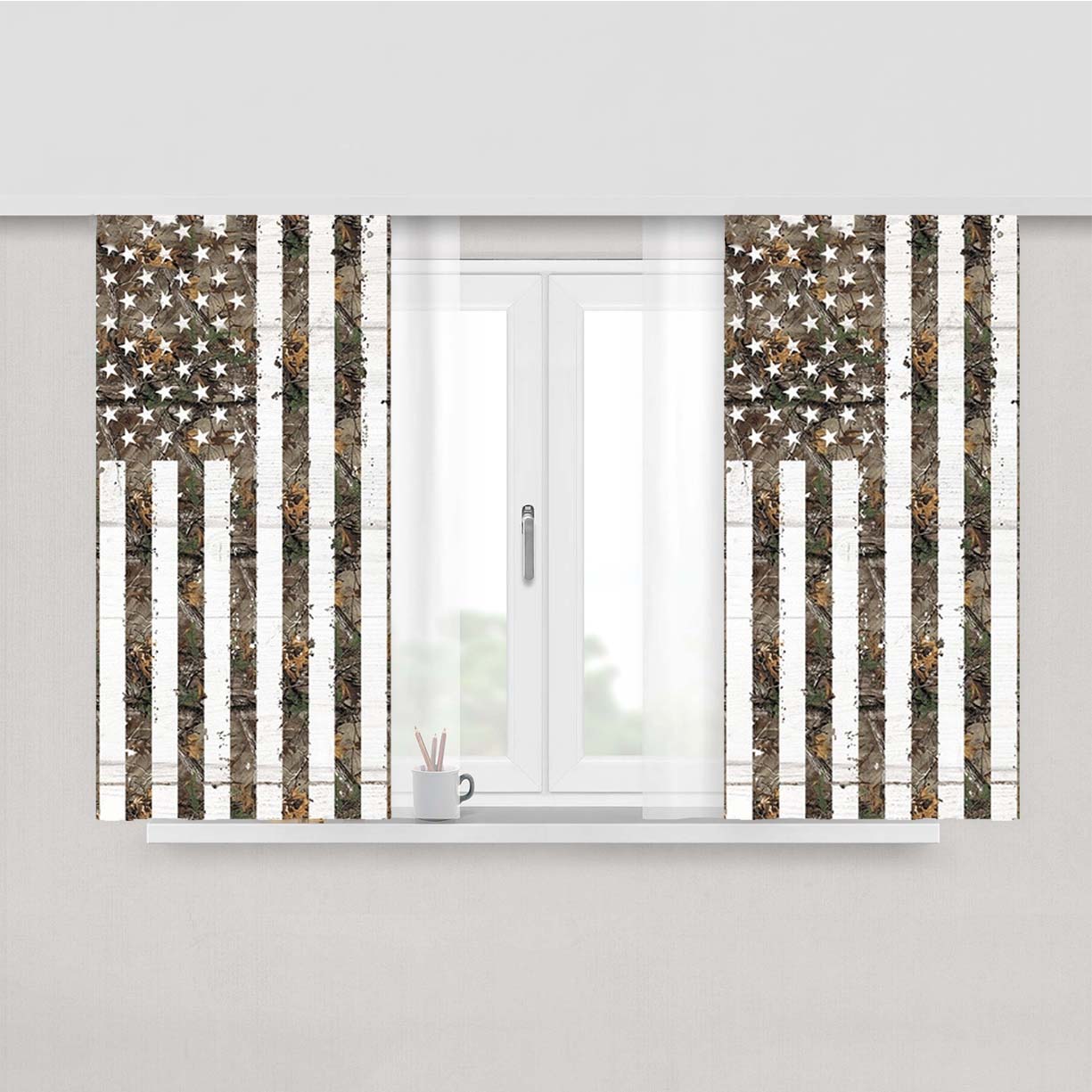 Realtree Camo Flag Peach Skin Window Curtains
