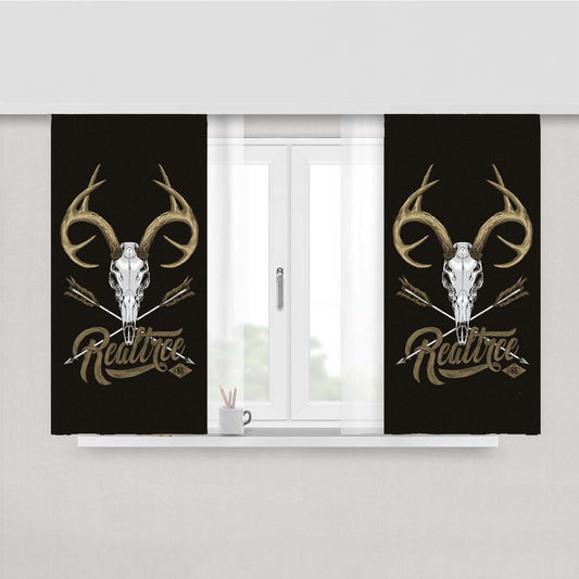 Realtree Deer Skull Logo Peach Skin Window Curtains