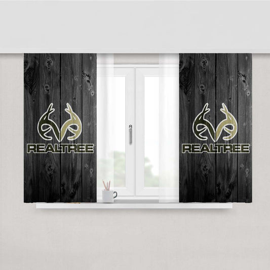 Realtree Wood Logo Peach Skin Window Curtains