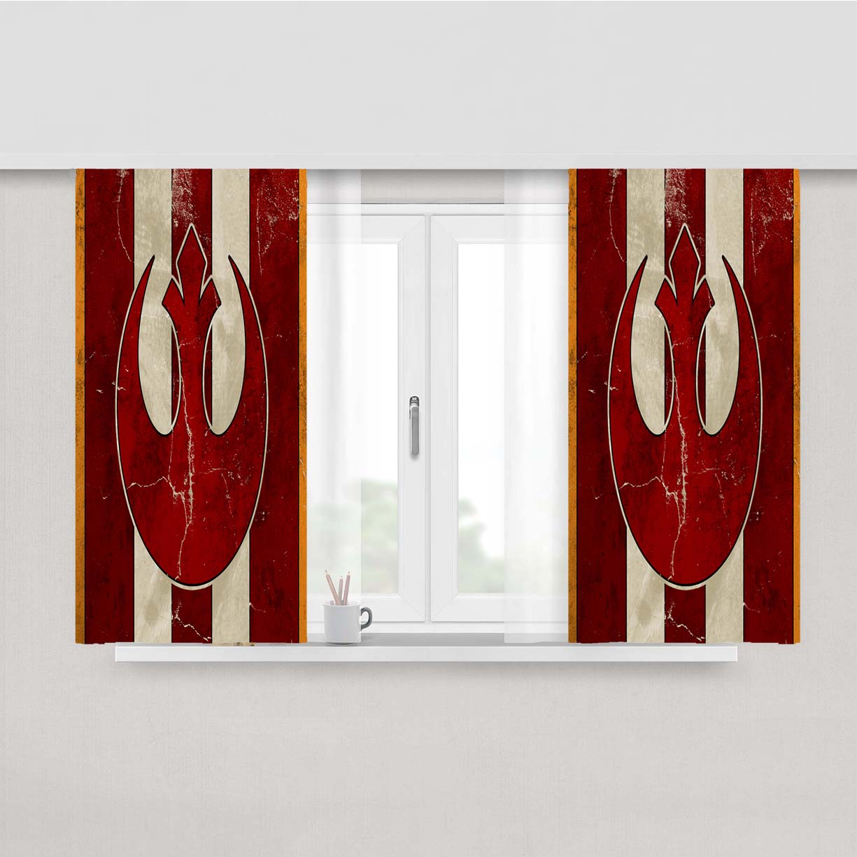 Rebel Alliance Helm Logo Peach Skin Window Curtains