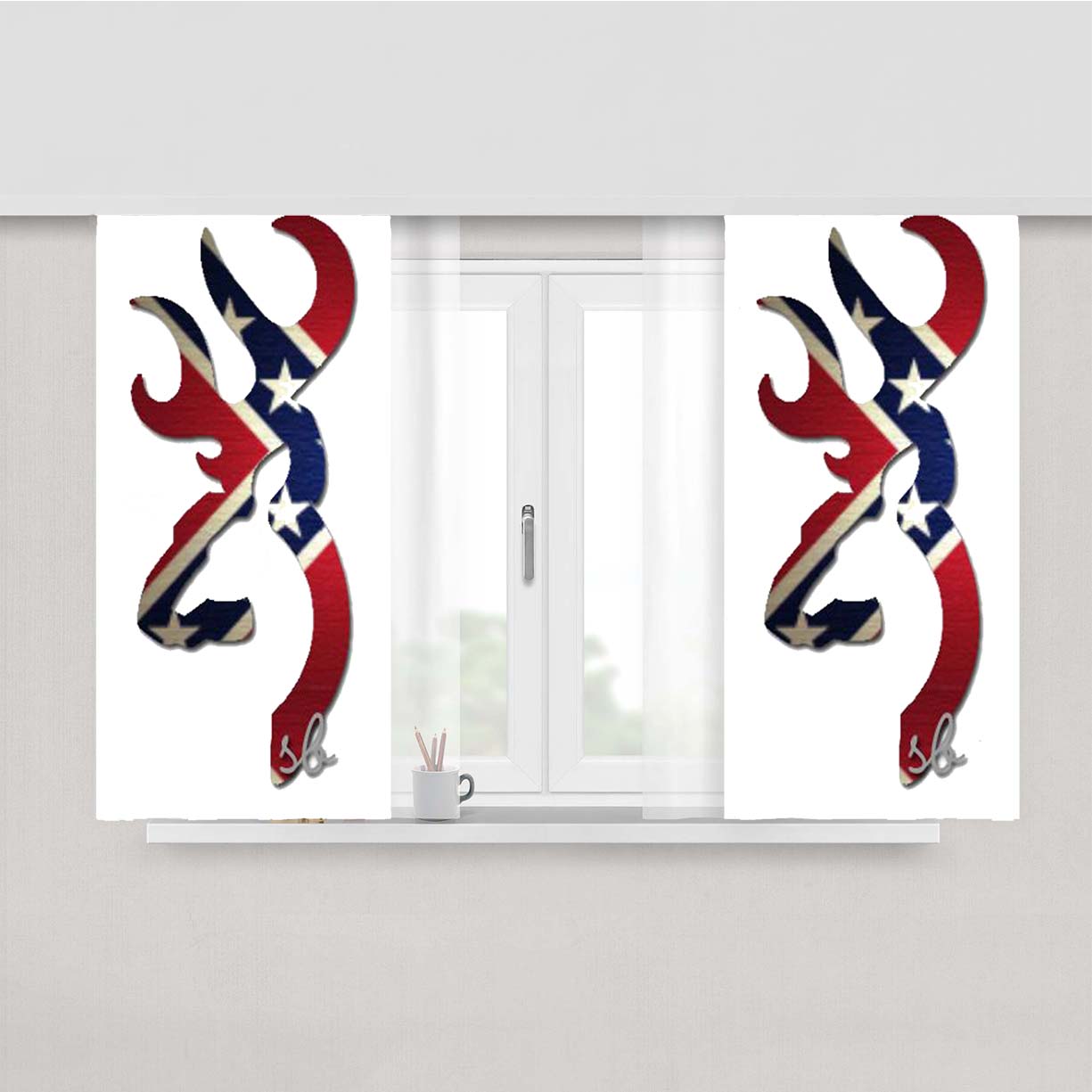 Rebel Browning Logo Peach Skin Window Curtains
