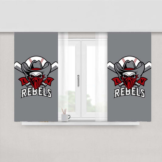 Rebels Baseball Logo Gray Peach Skin Window Curtains