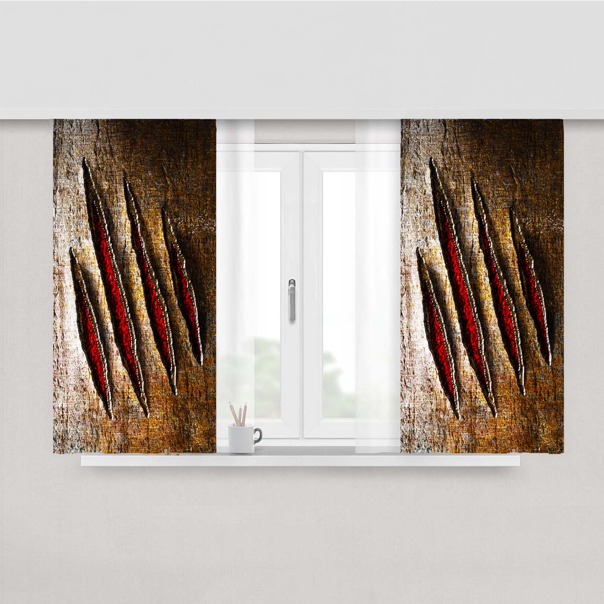 Red Claw Peach Skin Window Curtains