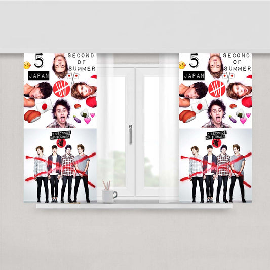 Red Cross 5Sos Peach Skin Window Curtains