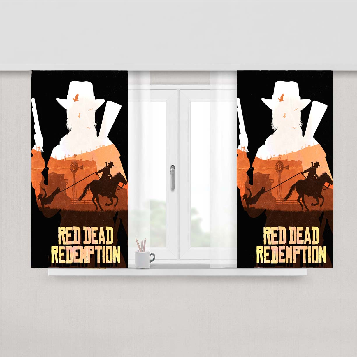 Red Dead Redemption Peach Skin Window Curtains