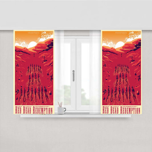 Red Dead Redemption Nothing Gets Forgiven Peach Skin Window Curtains